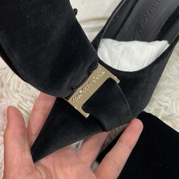 Salvatore Ferragamo Black Satin Emii 85 Mules - Picture 10 of 10